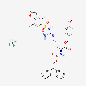 molecular formula C43H52N4O8S B7839814 methane;(4-methoxyphenyl)methyl (2S)-5-[[amino-[(2,2,4,6,7-pentamethyl-3H-1-benzofuran-5-yl)sulfonylamino]methylidene]amino]-2-(9H-fluoren-9-ylmethoxycarbonylamino)pentanoate 