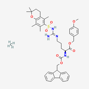 molecular formula C44H54N4O8S B7839815 methane;(4-methoxyphenyl)methyl (2S)-5-[[amino-[(2,2,5,7,8-pentamethyl-3,4-dihydrochromen-6-yl)sulfonylamino]methylidene]amino]-2-(9H-fluoren-9-ylmethoxycarbonylamino)pentanoate 