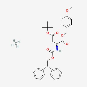 molecular formula C32H37NO7 B7839830 4-O-tert-butyl 1-O-[(4-methoxyphenyl)methyl] (2S)-2-(9H-fluoren-9-ylmethoxycarbonylamino)butanedioate;methane 