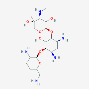 molecular formula C19H37N5O7 B7840157 (2R,4R,5R)-2-[(3R,4R,6R)-4,6-diamino-3-[[(2S)-3-amino-6-(aminomethyl)-3,4-dihydro-2H-pyran-2-yl]oxy]-2-hydroxycyclohexyl]oxy-5-methyl-4-(methylamino)oxane-3,5-diol 
