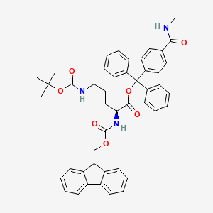 molecular formula C46H47N3O7 B7840219 [[4-(methylcarbamoyl)phenyl]-diphenylmethyl] (2S)-2-(9H-fluoren-9-ylmethoxycarbonylamino)-5-[(2-methylpropan-2-yl)oxycarbonylamino]pentanoate 