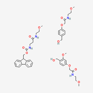 molecular formula C46H60N4O13 B7840255 9H-fluoren-9-ylmethyl N-[3-(2-methoxyethylamino)-3-oxopropyl]carbamate;2-[4-(hydroxymethyl)-3-methoxyphenoxy]-N-(2-methoxyethyl)acetamide;2-[4-(hydroxymethyl)phenoxy]-N-(2-methoxyethyl)acetamide 
