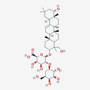 molecular formula C43H70O13 B7840565 (2S,3R,4S,5R,6R)-6-[[(6aR,6bS,8aR,9S,12aR,14bR)-9-hydroxy-4-(hydroxymethyl)-4,6a,6b,8a,11,11,14b-heptamethyl-1,2,3,4a,5,6,7,8,9,10,12,12a,14,14a-tetradecahydropicen-3-yl]oxy]-3,4-dihydroxy-5-[(1R,2R,3S,4S,5R)-2,3,4-trihydroxy-5-(hydroxymethyl)cyclohexyl]oxyoxane-2-carboxylic acid 