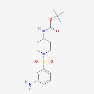 molecular formula C16H25N3O4S B7840642 tert-butyl N-[1-(3-aminophenyl)sulfonylpiperidin-4-yl]carbamate 