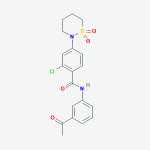 molecular formula C19H19ClN2O4S B7840660 N-(3-acetylphenyl)-2-chloro-4-(1,1-dioxido-1,2-thiazinan-2-yl)benzamide 