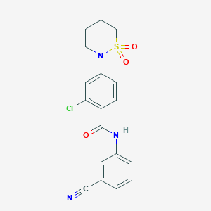 molecular formula C18H16ClN3O3S B7840666 2-chloro-N-(3-cyanophenyl)-4-(1,1-dioxido-1,2-thiazinan-2-yl)benzamide 