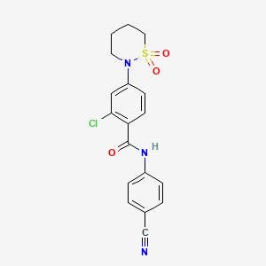 molecular formula C18H16ClN3O3S B7840670 2-chloro-N-(4-cyanophenyl)-4-(1,1-dioxido-1,2-thiazinan-2-yl)benzamide 