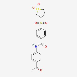 molecular formula C19H19NO6S2 B7840697 N-(4-acetylphenyl)-4-[(1,1-dioxidotetrahydrothiophen-3-yl)sulfonyl]benzamide 