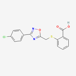 molecular formula C16H11ClN2O3S B7840704 2-({[3-(4-Chlorophenyl)-1,2,4-oxadiazol-5-yl]methyl}sulfanyl)benzoic acid 