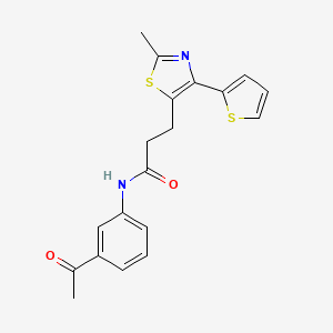 molecular formula C19H18N2O2S2 B7840751 N-(3-acetylphenyl)-3-[2-methyl-4-(thiophen-2-yl)-1,3-thiazol-5-yl]propanamide 