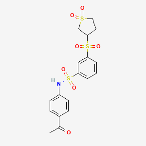 molecular formula C18H19NO7S3 B7840776 N-(4-acetylphenyl)-3-((1,1-dioxidotetrahydrothiophen-3-yl)sulfonyl)benzenesulfonamide 