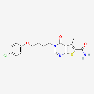 molecular formula C18H18ClN3O3S B7840784 3-(4-(4-Chlorophenoxy)butyl)-5-methyl-4-oxo-3,4-dihydrothieno[2,3-d]pyrimidine-6-carboxamide 