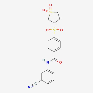 molecular formula C18H16N2O5S2 B7840785 N-(3-cyanophenyl)-4-[(1,1-dioxidotetrahydrothiophen-3-yl)sulfonyl]benzamide 