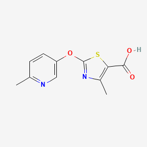 molecular formula C11H10N2O3S B7840909 4-Methyl-2-[(6-methylpyridin-3-yl)oxy]-1,3-thiazole-5-carboxylic acid 