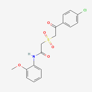 molecular formula C17H16ClNO5S B7840934 2-{[2-(4-chlorophenyl)-2-oxoethyl]sulfonyl}-N-(2-methoxyphenyl)acetamide 