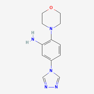 molecular formula C12H15N5O B7840955 2-(morpholin-4-yl)-5-(4H-1,2,4-triazol-4-yl)aniline 