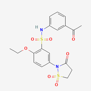 molecular formula C19H20N2O7S2 B7841009 N-(3-acetylphenyl)-5-(1,1-dioxido-3-oxo-1,2-thiazolidin-2-yl)-2-ethoxybenzenesulfonamide 