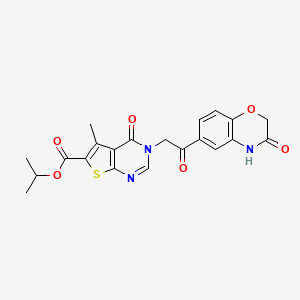 molecular formula C21H19N3O6S B7841020 propan-2-yl 3-[2-(3-hydroxy-2H-1,4-benzoxazin-6-yl)-2-oxoethyl]-5-methyl-4-oxo-3,4-dihydrothieno[2,3-d]pyrimidine-6-carboxylate 