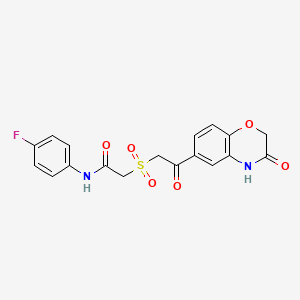 molecular formula C18H15FN2O6S B7841031 N-(4-fluorophenyl)-2-{[2-(3-hydroxy-2H-1,4-benzoxazin-6-yl)-2-oxoethyl]sulfonyl}acetamide 