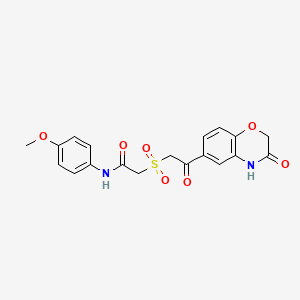 2-{[2-(3-hydroxy-2H-1,4-benzoxazin-6-yl)-2-oxoethyl]sulfonyl}-N-(4-methoxyphenyl)acetamide