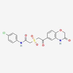 molecular formula C18H15ClN2O6S B7841093 N-(4-chlorophenyl)-2-{[2-(3-hydroxy-2H-1,4-benzoxazin-6-yl)-2-oxoethyl]sulfonyl}acetamide 