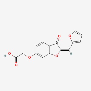 molecular formula C15H10O6 B7841104 {[(2E)-2-(2-furylmethylene)-3-oxo-2,3-dihydro-1-benzofuran-6-yl]oxy}acetic acid 