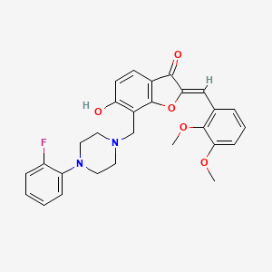 (2Z)-2-[(2,3-dimethoxyphenyl)methylidene]-7-[[4-(2-fluorophenyl)piperazin-1-yl]methyl]-6-hydroxy-1-benzofuran-3-one