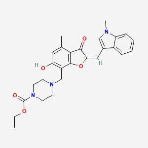 ethyl 4-[[(2E)-6-hydroxy-4-methyl-2-[(1-methylindol-3-yl)methylidene]-3-oxo-1-benzofuran-7-yl]methyl]piperazine-1-carboxylate