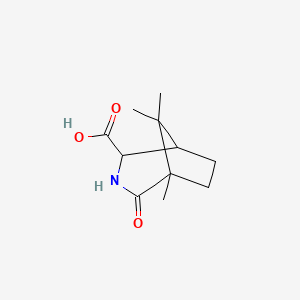 molecular formula C11H17NO3 B7841262 5,8,8-Trimethyl-4-oxo-3-azabicyclo[3.2.1]octane-2-carboxylic acid 