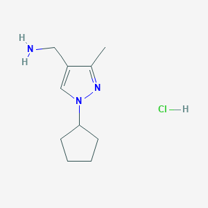 molecular formula C10H18ClN3 B7841409 [(1-Cyclopentyl-3-methyl-1H-pyrazol-4-yl)methyl]amine hydrochloride 
