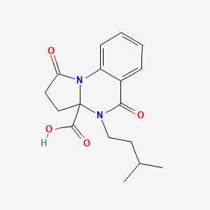 molecular formula C17H20N2O4 B7841578 4-(3-methylbutyl)-1,5-dioxo-2,3,4,5-tetrahydropyrrolo[1,2-a]quinazoline-3a(1H)-carboxylic acid 