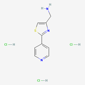 molecular formula C9H12Cl3N3S B7841726 [2-(Pyridin-4-yl)-1,3-thiazol-4-yl]methanamine trihydrochloride 