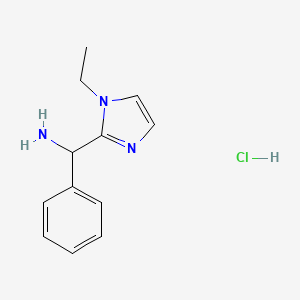 molecular formula C12H16ClN3 B7841793 (1-ethyl-1H-imidazol-2-yl)(phenyl)methanamine hydrochloride 