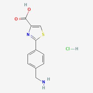 molecular formula C11H11ClN2O2S B7841803 2-[4-(Aminomethyl)phenyl]-1,3-thiazole-4-carboxylic acid hydrochloride 