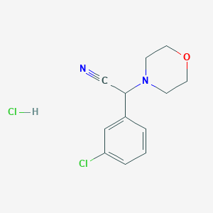 molecular formula C12H14Cl2N2O B7841827 2-(3-Chlorophenyl)-2-(morpholin-4-yl)acetonitrile hydrochloride 