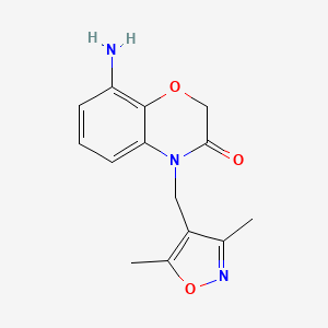 molecular formula C14H15N3O3 B7841835 8-amino-4-[(dimethyl-1,2-oxazol-4-yl)methyl]-3,4-dihydro-2H-1,4-benzoxazin-3-one 