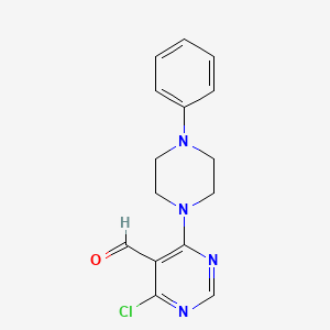 molecular formula C15H15ClN4O B7841868 4-Chloro-6-(4-phenylpiperazin-1-yl)pyrimidine-5-carbaldehyde 