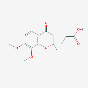 molecular formula C15H18O6 B7841903 3-(7,8-dimethoxy-2-methyl-4-oxo-3,4-dihydro-2H-1-benzopyran-2-yl)propanoic acid 