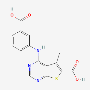 molecular formula C15H11N3O4S B7841976 4-(3-Carboxyanilino)-5-methylthieno[2,3-d]pyrimidine-6-carboxylic acid 
