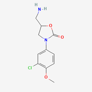 molecular formula C11H13ClN2O3 B7841991 5-(Aminomethyl)-3-(3-chloro-4-methoxyphenyl)-1,3-oxazolidin-2-one 