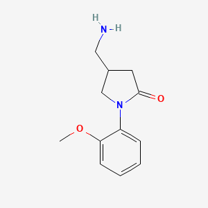molecular formula C12H16N2O2 B7841996 4-(Aminomethyl)-1-(2-methoxyphenyl)pyrrolidin-2-one 
