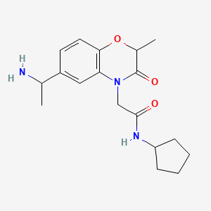 molecular formula C18H25N3O3 B7842031 2-[6-(1-aminoethyl)-2-methyl-3-oxo-1,4-benzoxazin-4-yl]-N-cyclopentylacetamide 