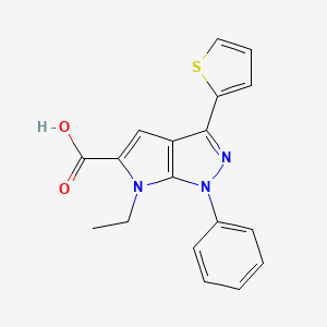 molecular formula C18H15N3O2S B7842039 6-ethyl-1-phenyl-3-(thiophen-2-yl)-1H,6H-pyrrolo[2,3-c]pyrazole-5-carboxylicacid 