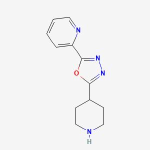 molecular formula C12H14N4O B7842051 2-(Piperidin-4-yl)-5-(pyridin-2-yl)-1,3,4-oxadiazole 