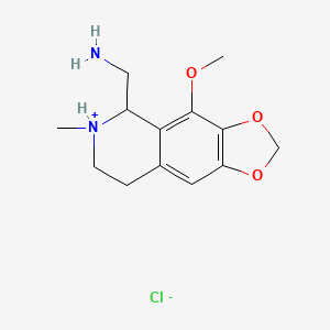 molecular formula C13H19ClN2O3 B7842093 (4-Methoxy-6-methyl-5,6,7,8-tetrahydro-[1,3]dioxolo[4,5-g]isoquinolin-6-ium-5-yl)methanamine;chloride 