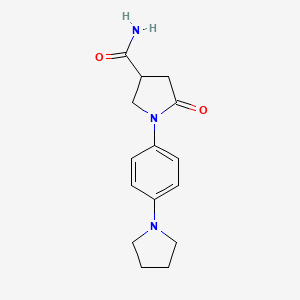 molecular formula C15H19N3O2 B7842132 5-Oxo-1-(4-pyrrolidin-1-ylphenyl)pyrrolidine-3-carboxamide 