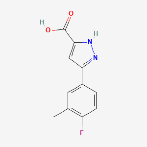 molecular formula C11H9FN2O2 B7842241 3-(4-fluoro-3-methylphenyl)-1H-pyrazole-5-carboxylic acid 