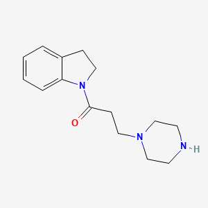 molecular formula C15H21N3O B7842280 1-(2,3-dihydro-1H-indol-1-yl)-3-(piperazin-1-yl)propan-1-one 