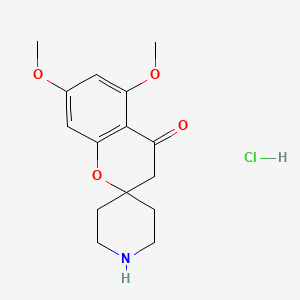 molecular formula C15H20ClNO4 B7842312 5,7-Dimethoxy-3,4-dihydrospiro[1-benzopyran-2,4-piperidine]-4-one hydrochloride 