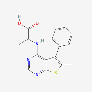 molecular formula C16H15N3O2S B7842327 2-({6-Methyl-5-phenylthieno[2,3-d]pyrimidin-4-yl}amino)propanoicacid 
